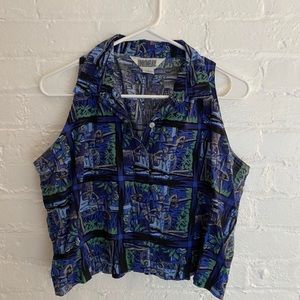 UNIONBAY Sleeveless button down crop top